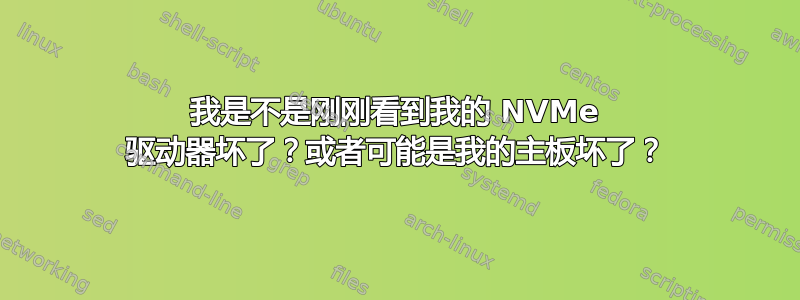 我是不是刚刚看到我的 NVMe 驱动器坏了？或者可能是我的主板坏了？