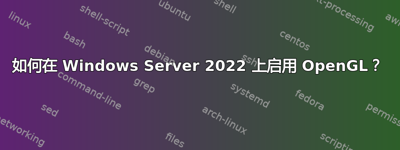 如何在 Windows Server 2022 上启用 OpenGL？