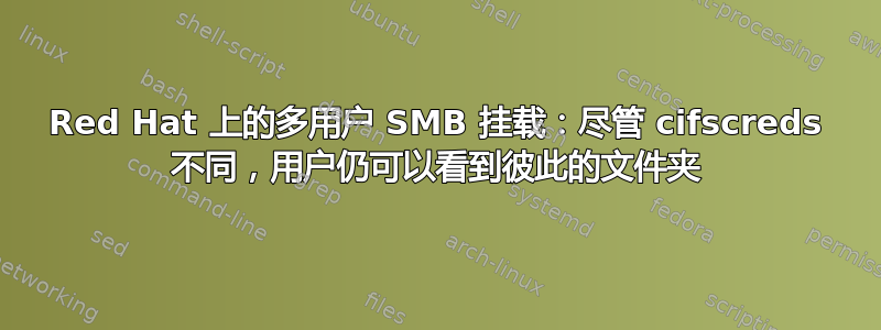 Red Hat 上的多用户 SMB 挂载：尽管 cifscreds 不同，用户仍可以看到彼此的文件夹