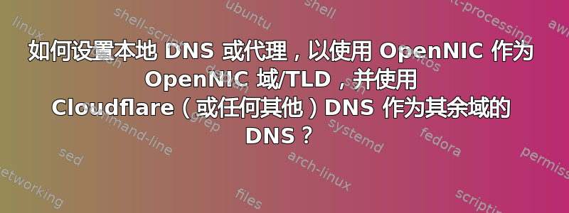 如何设置本地 DNS 或代理，以使用 OpenNIC 作为 OpenNIC 域/TLD，并使用 Cloudflare（或任何其他）DNS 作为其余域的 DNS？