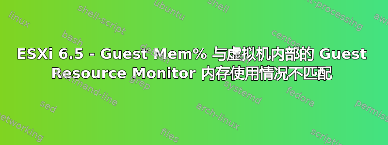 ESXi 6.5 - Guest Mem% 与虚拟机内部的 Guest Resource Monitor 内存使用情况不匹配