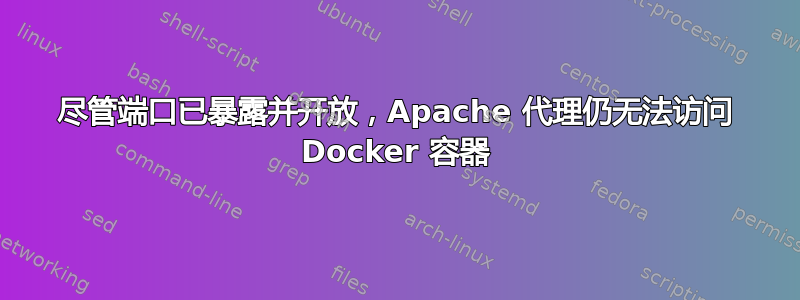 尽管端口已暴露并开放，Apache 代理仍无法访问 Docker 容器