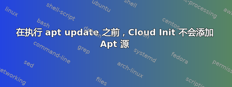 在执行 apt update 之前，Cloud Init 不会添加 Apt 源