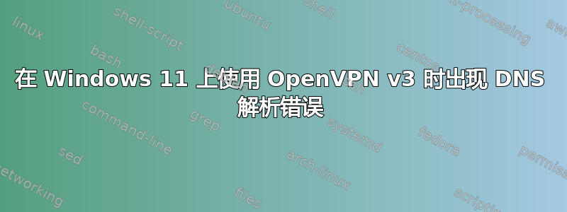 在 Windows 11 上使用 OpenVPN v3 时出现 DNS 解析错误