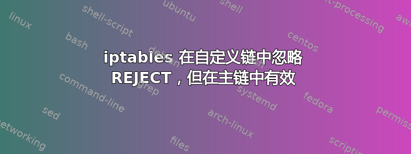 iptables 在自定义链中忽略 REJECT，但在主链中有效