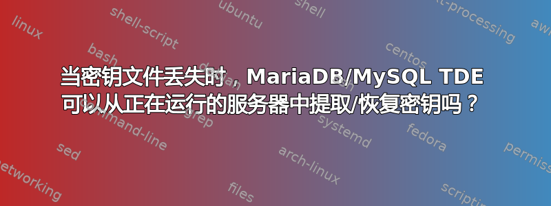 当密钥文件丢失时，MariaDB/MySQL TDE 可以从正在运行的服务器中提取/恢复密钥吗？