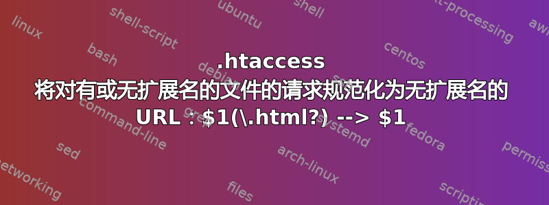 .htaccess 将对有或无扩展名的文件的请求规范化为无扩展名的 URL：$1(\.html?) --> $1