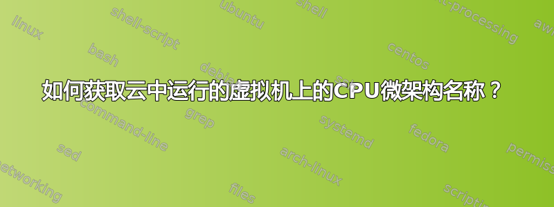 如何获取云中运行的虚拟机上的CPU微架构名称？