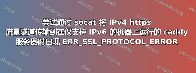 尝试通过 socat 将 IPv4 https 流量隧道传输到在仅支持 IPv6 的机器上运行的 caddy 服务器时出现 ERR_SSL_PROTOCOL_ERROR