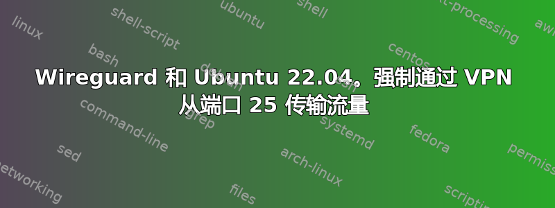 Wireguard 和 Ubuntu 22.04。强制通过 VPN 从端口 25 传输流量