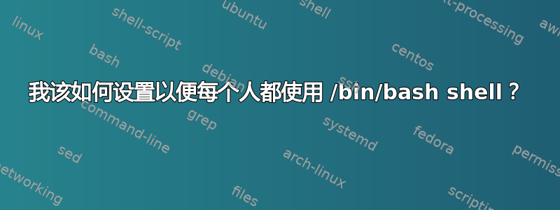 我该如何设置以便每个人都使用 /bin/bash shell？