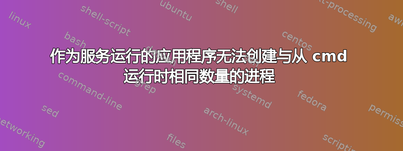 作为服务运行的应用程序无法创建与从 cmd 运行时相同数量的进程