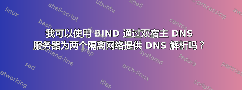 我可以使用 BIND 通过双宿主 DNS 服务器为两个隔离网络提供 DNS 解析吗？