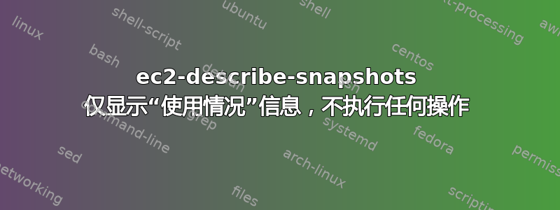 ec2-describe-snapshots 仅显示“使用情况”信息，不执行任何操作