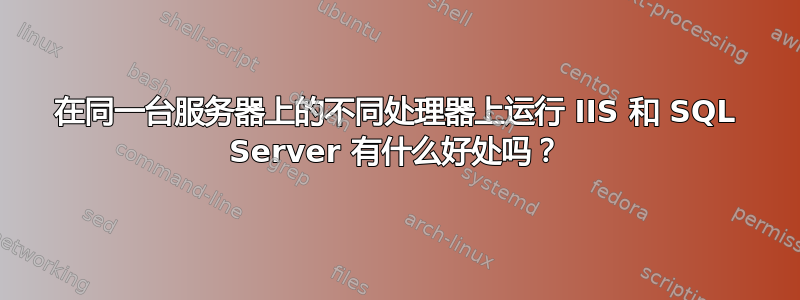 在同一台服务器上的不同处理器上运行 IIS 和 SQL Server 有什么好处吗？