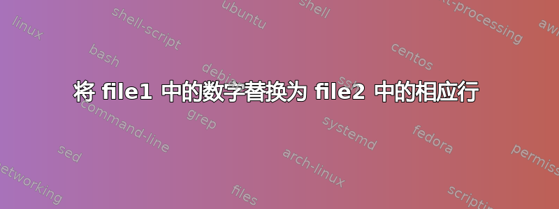 将 file1 中的数字替换为 file2 中的相应行