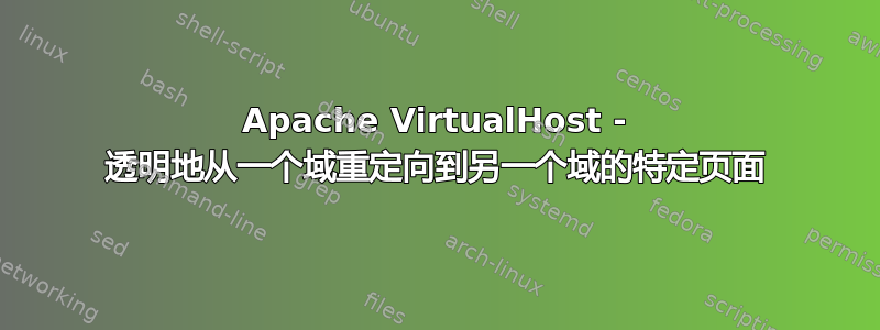 Apache VirtualHost - 透明地从一个域重定向到另一个域的特定页面