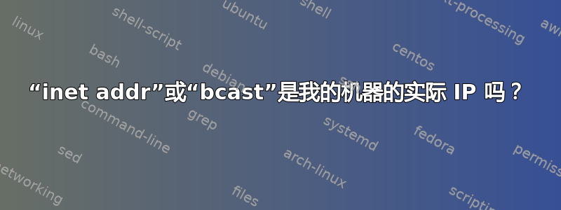 “inet addr”或“bcast”是我的机器的实际 IP 吗？