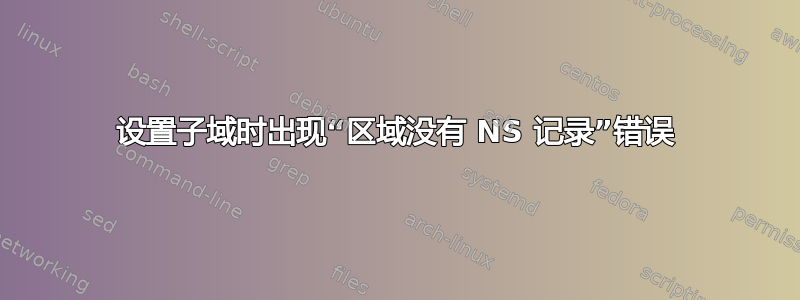 设置子域时出现“区域没有 NS 记录”错误