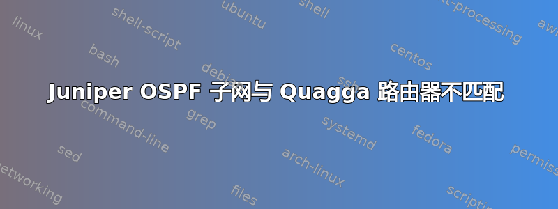 Juniper OSPF 子网与 Quagga 路由器不匹配