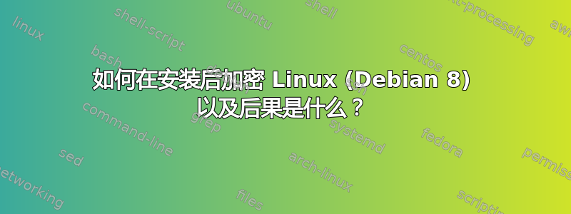 如何在安装后加密 Linux (Debian 8) 以及后果是什么？