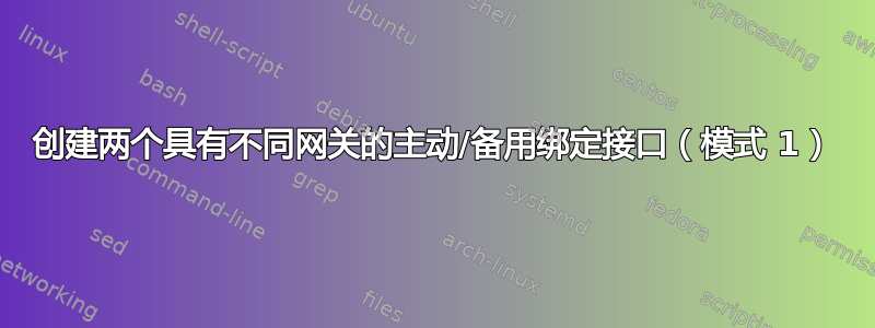 创建两个具有不同网关的主动/备用绑定接口（模式 1）