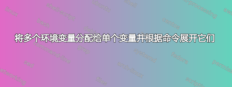 将多个环境变量分配给单个变量并根据命令展开它们