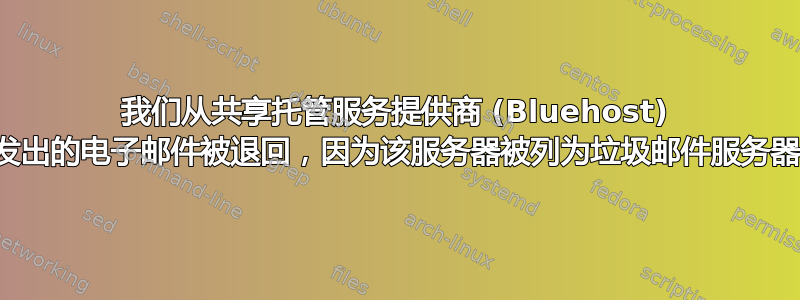 我们从共享托管服务提供商 (Bluehost) 发出的电子邮件被退回，因为该服务器被列为垃圾邮件服务器