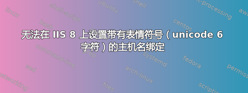 无法在 IIS 8 上设置带有表情符号（unicode 6 字符）的主机名绑定