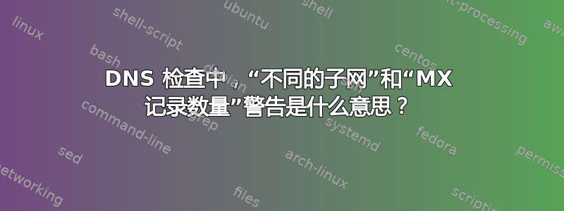 DNS 检查中，“不同的子网”和“MX 记录数量”警告是什么意思？