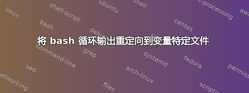 将 bash 循环输出重定向到变量特定文件