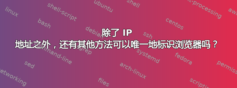 除了 IP 地址之外，还有其他方法可以唯一地标识浏览器吗？