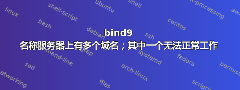 bind9 名称服务器上有多个域名；其中一个无法正常工作