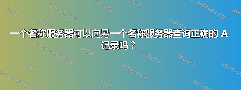 一个名称服务器可以向另一个名称服务器查询正确的 A 记录吗？