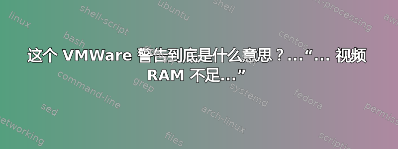 这个 VMWare 警告到底是什么意思？...“... 视频 RAM 不足...”