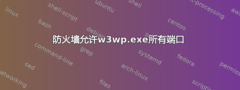 防火墙允许w3wp.exe所有端口