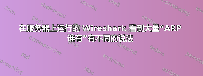 在服务器上运行的 Wireshark 看到大量“ARP 谁有”有不同的说法