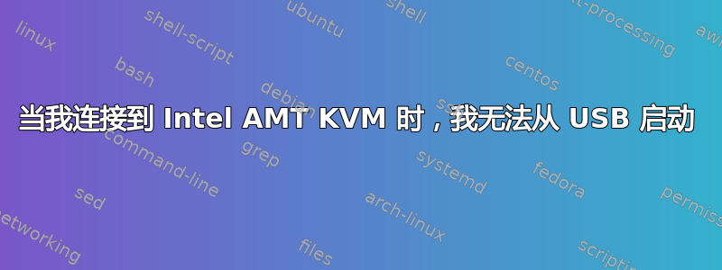 当我连接到 Intel AMT KVM 时，我无法从 USB 启动