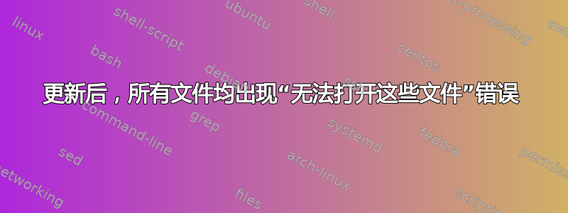 更新后，所有文件均出现“无法打开这些文件”错误