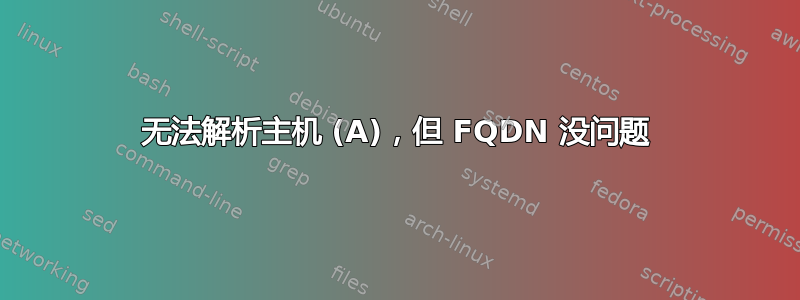 无法解析主机 (A)，但 FQDN 没问题