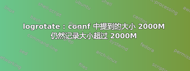 logrotate : connf 中提到的大小 2000M 仍然记录大小超过 2000M