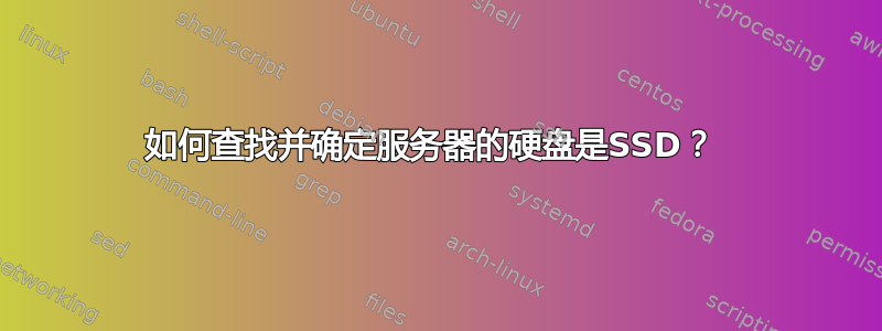 如何查找并确定服务器的硬盘是SSD？ 