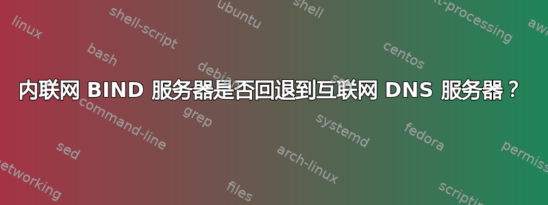 内联网 BIND 服务器是否回退到互联网 DNS 服务器？