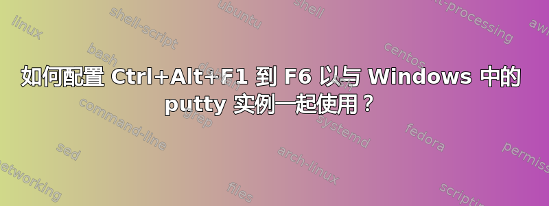 如何配置 Ctrl+Alt+F1 到 F6 以与 Windows 中的 putty 实例一起使用？