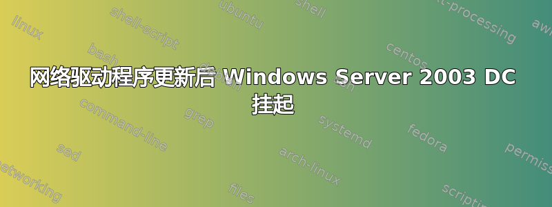 网络驱动程序更新后 Windows Server 2003 DC 挂起