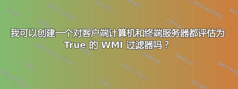 我可以创建一个对客户端计算机和终端服务器都评估为 True 的 WMI 过滤器吗？