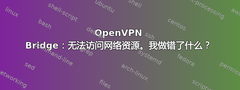 OpenVPN Bridge：无法访问网络资源。我做错了什么？