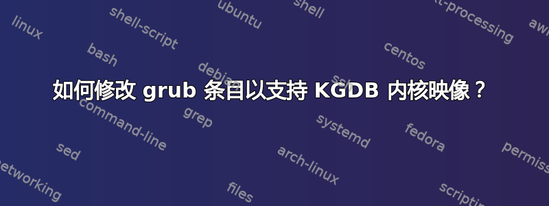 如何修改 grub 条目以支持 KGDB 内核映像？