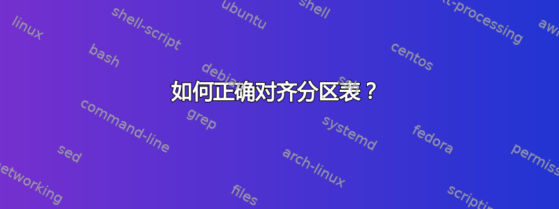 如何正确对齐分区表？