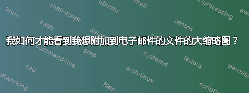 我如何才能看到我想附加到电子邮件的文件的大缩略图？